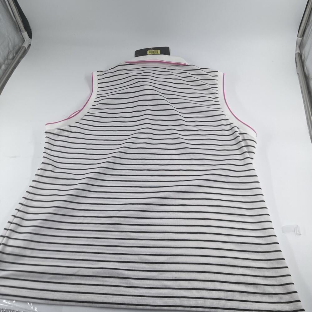 Women’s Ralph Lauren Small Golf White Black Stripe Pink Detail Sleeveless Polo - Picture 6 of 6